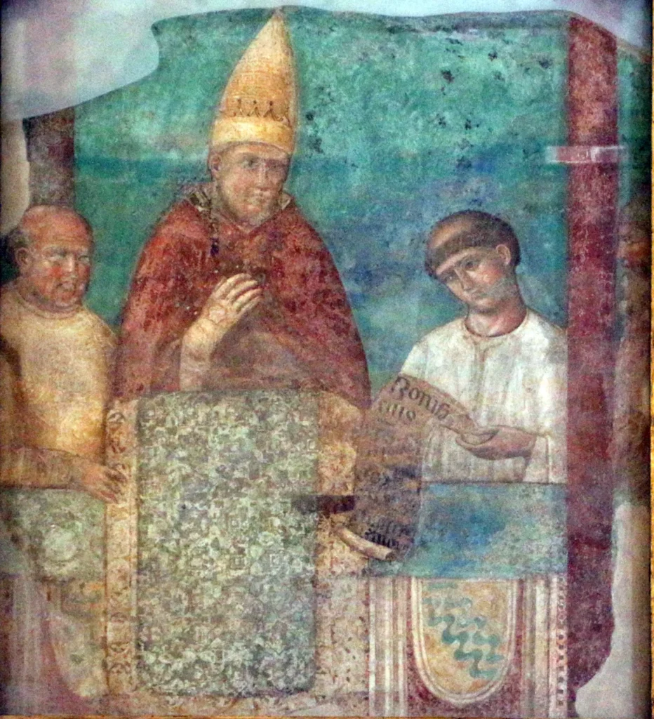 Giotto - Bonifacio VIII proclama il primo Giubileo del 1300. Frammento